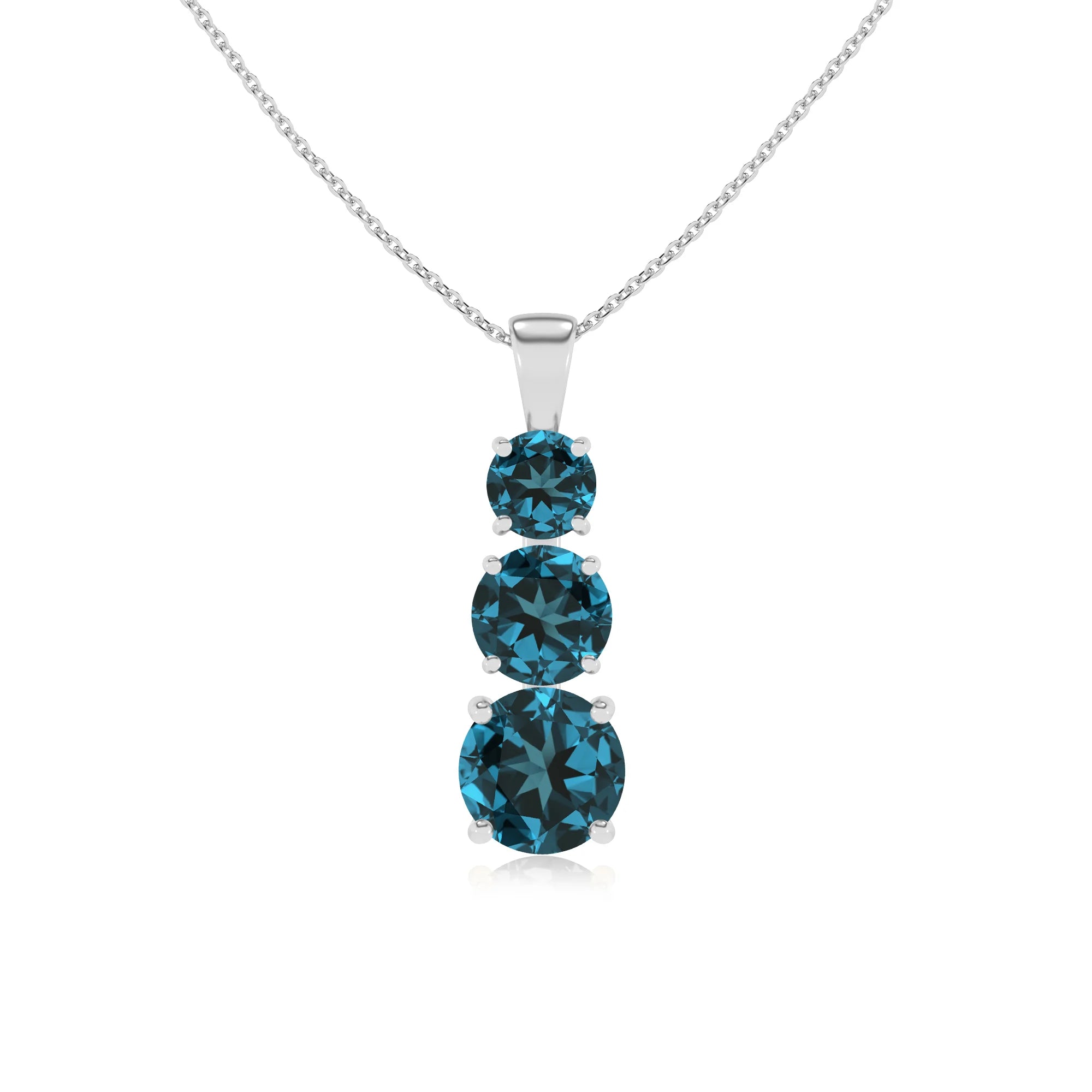 natural london-blue-topaz round bar v-bale necklaces in sterling silver
