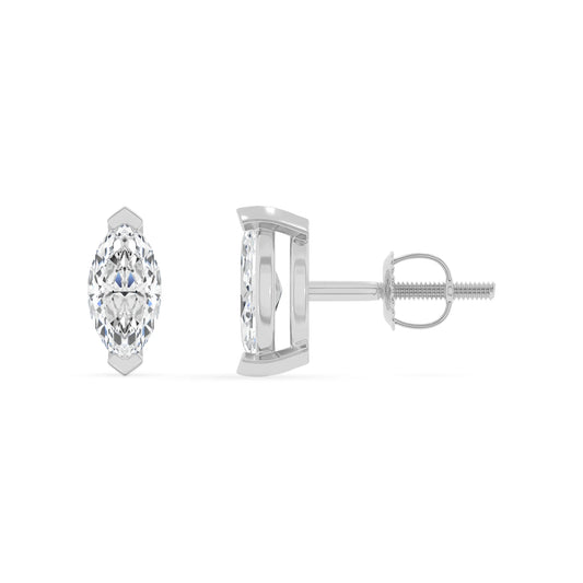 lab grown moissanite marquise stud earrings in sterling silver