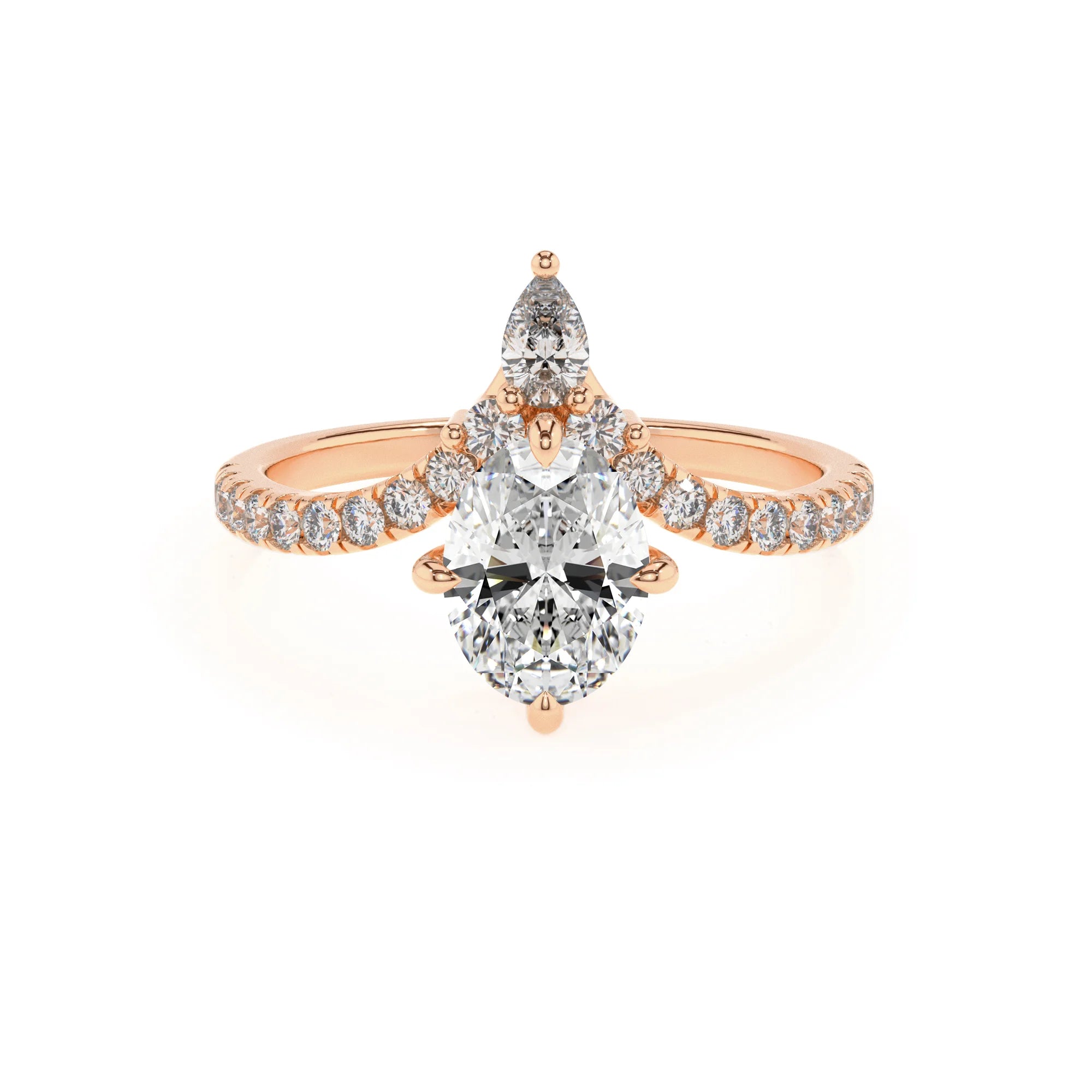 lab grown moissanite oval solitaire rings in rose gold