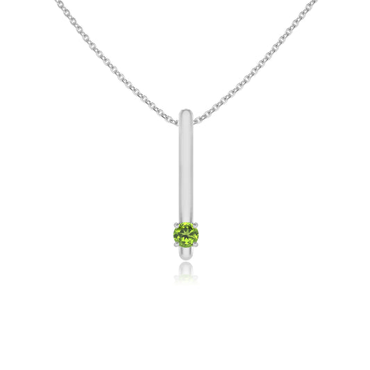 natural peridot round bar necklaces in sterling silver