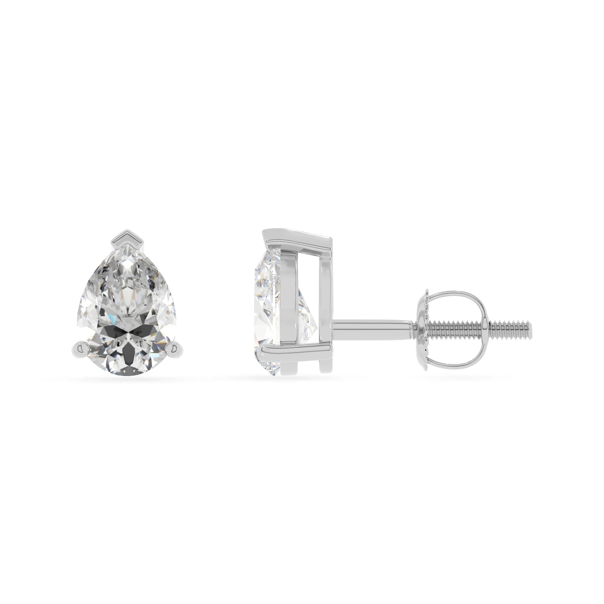 lab grown moissanite pear stud earrings in sterling silver