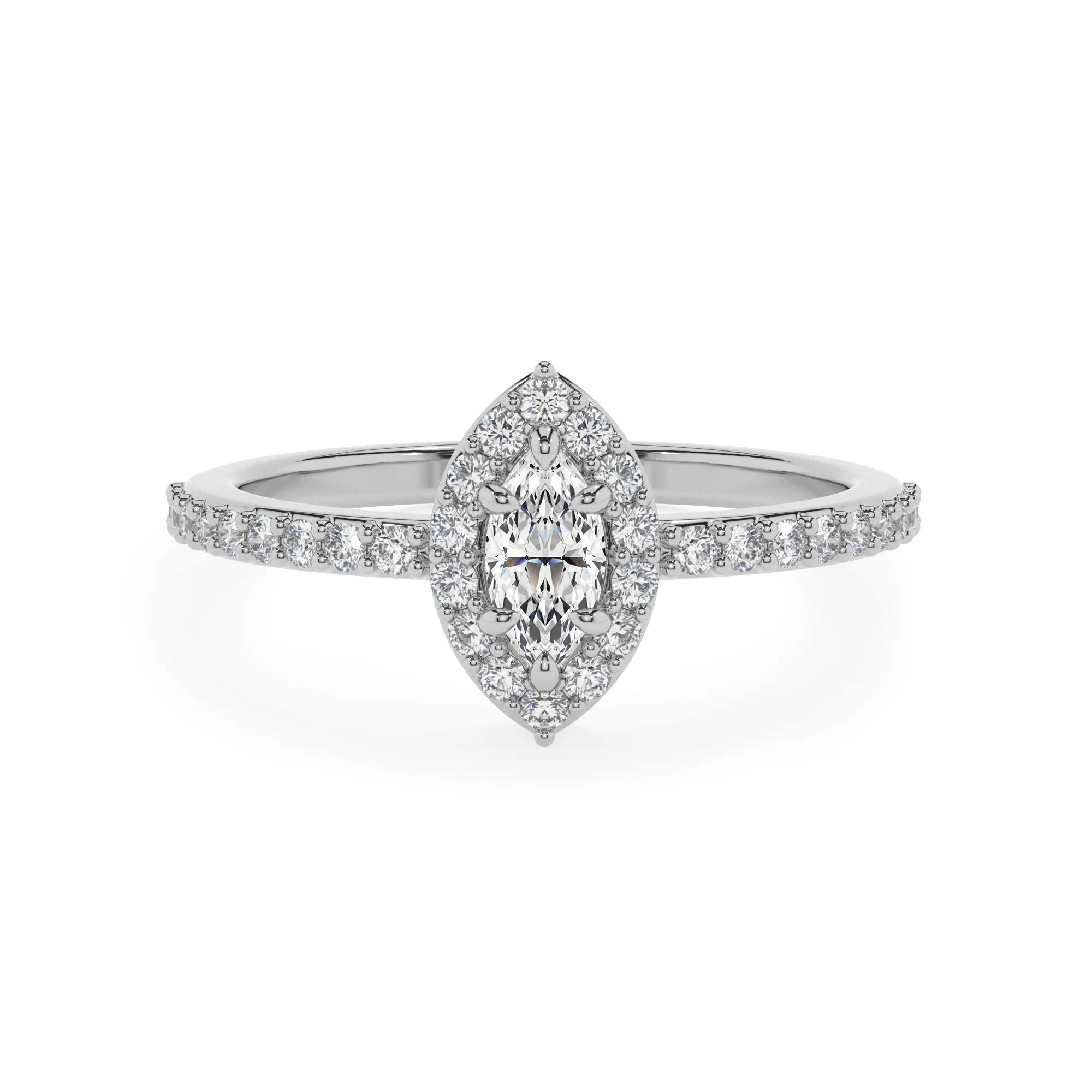 lab grown moissanite marquise solitaire rings in platinum