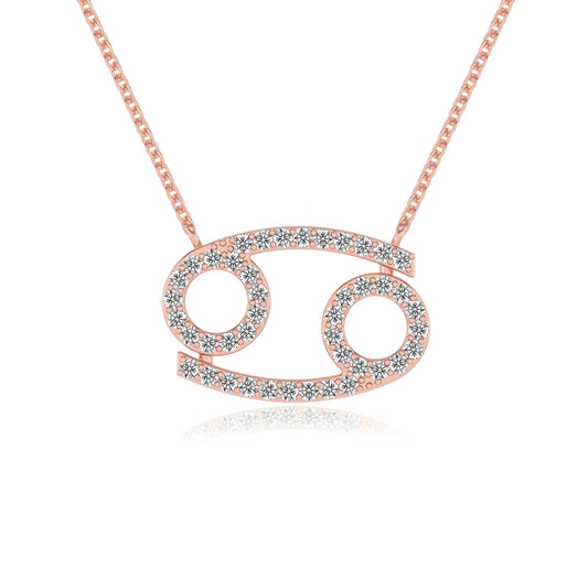 lab grown moissanite round necklaces in rose gold