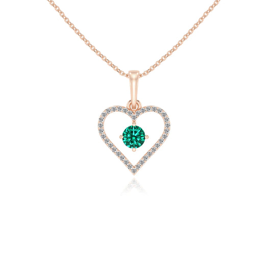 lab grown emerald round infinity necklaces in rose gold