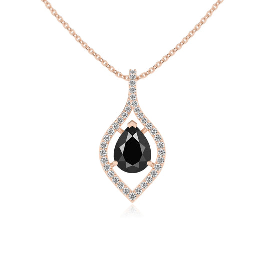 natural black-onyx pear infinity necklaces in rose gold