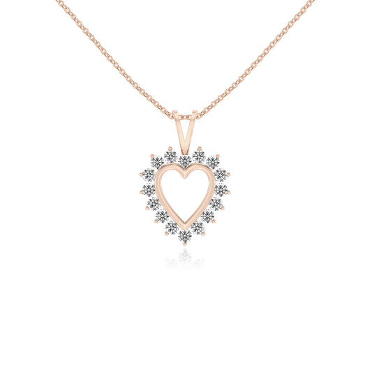 lab grown moissanite round v-bale necklaces in rose gold