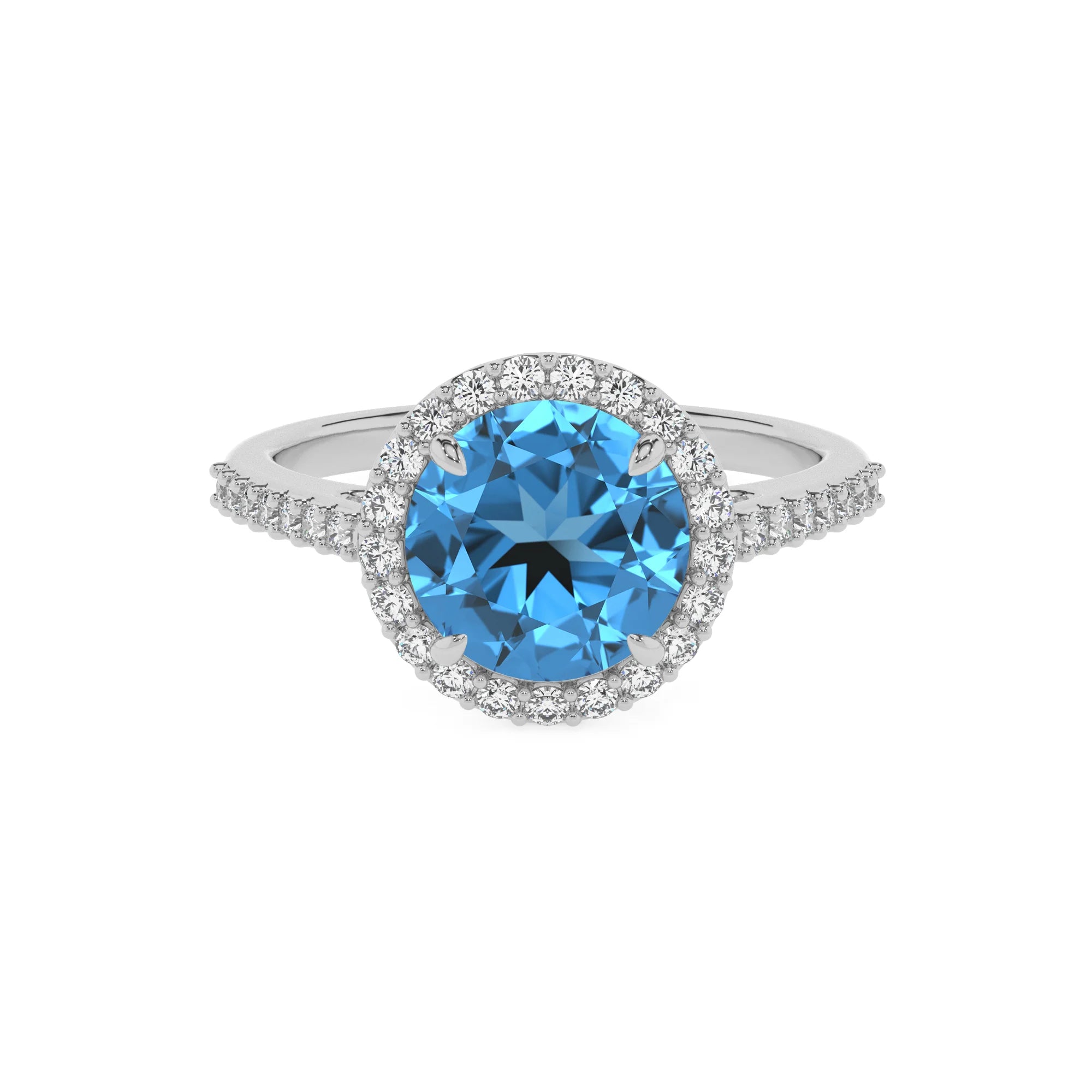 natural swiss-blue-topaz round solitaire rings in sterling silver