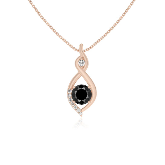 natural black-onyx round solitaire necklaces in rose gold