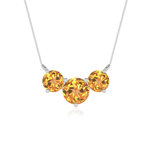 lab grown citrine round solitaire v-bale necklaces in platinum