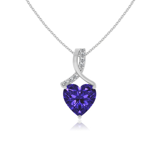 lab grown tanzanite heart solitaire necklaces in platinum
