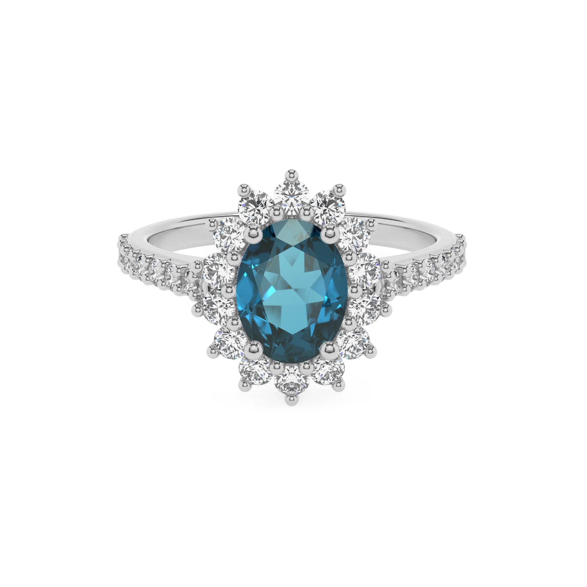 natural london-blue-topaz oval solitaire rings in sterling silver