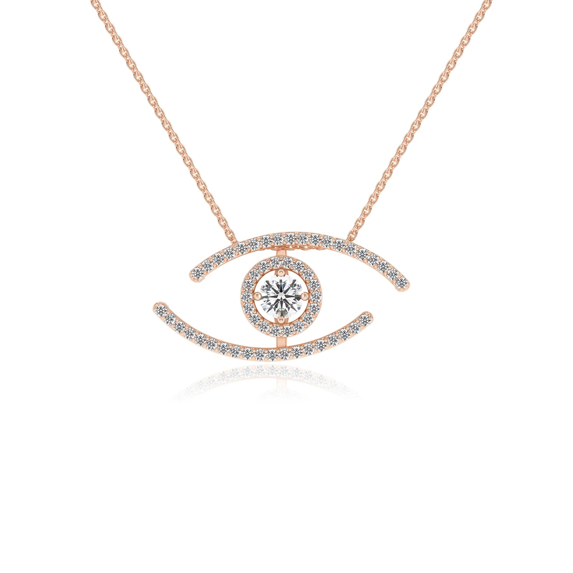 lab grown moissanite round solitaire necklaces in rose gold