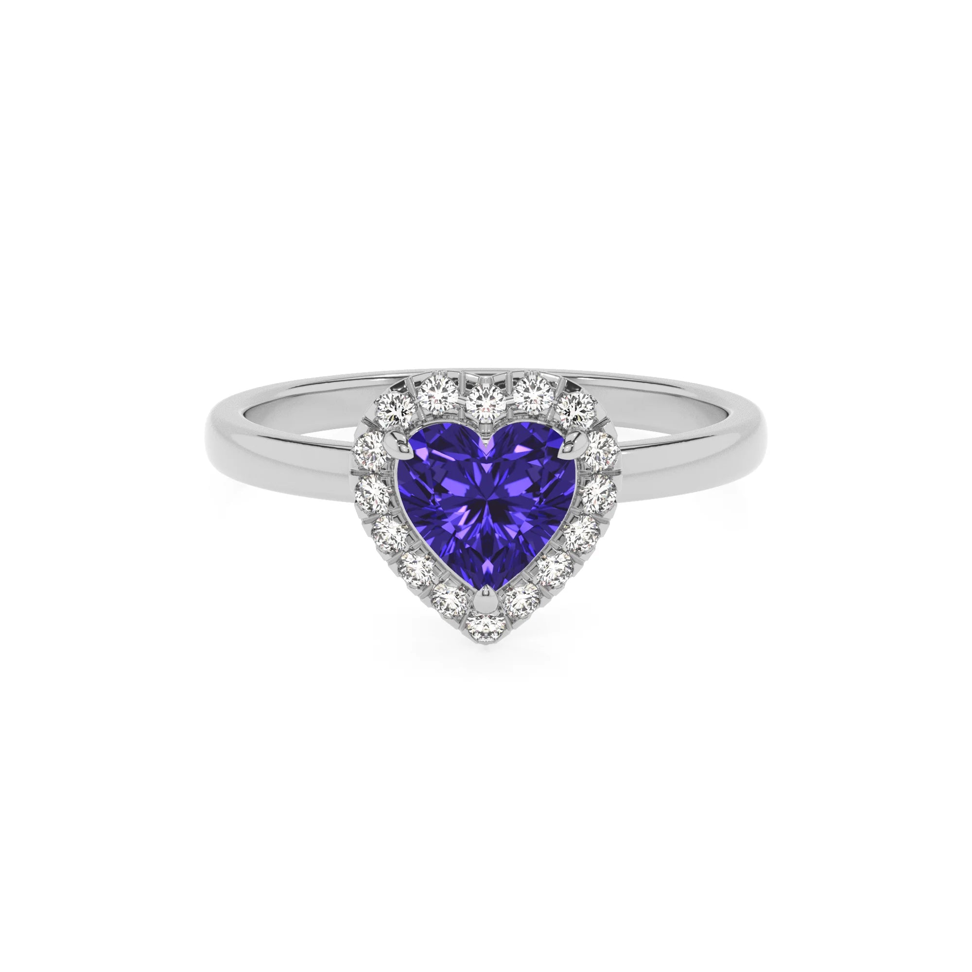 lab grown tanzanite heart solitaire rings in platinum