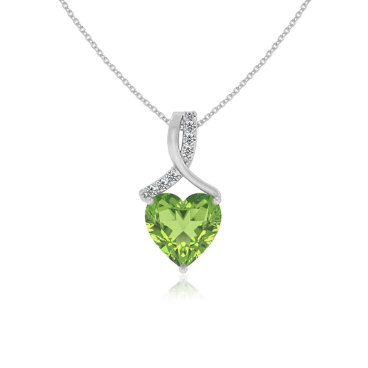 natural peridot heart solitaire necklaces in sterling silver