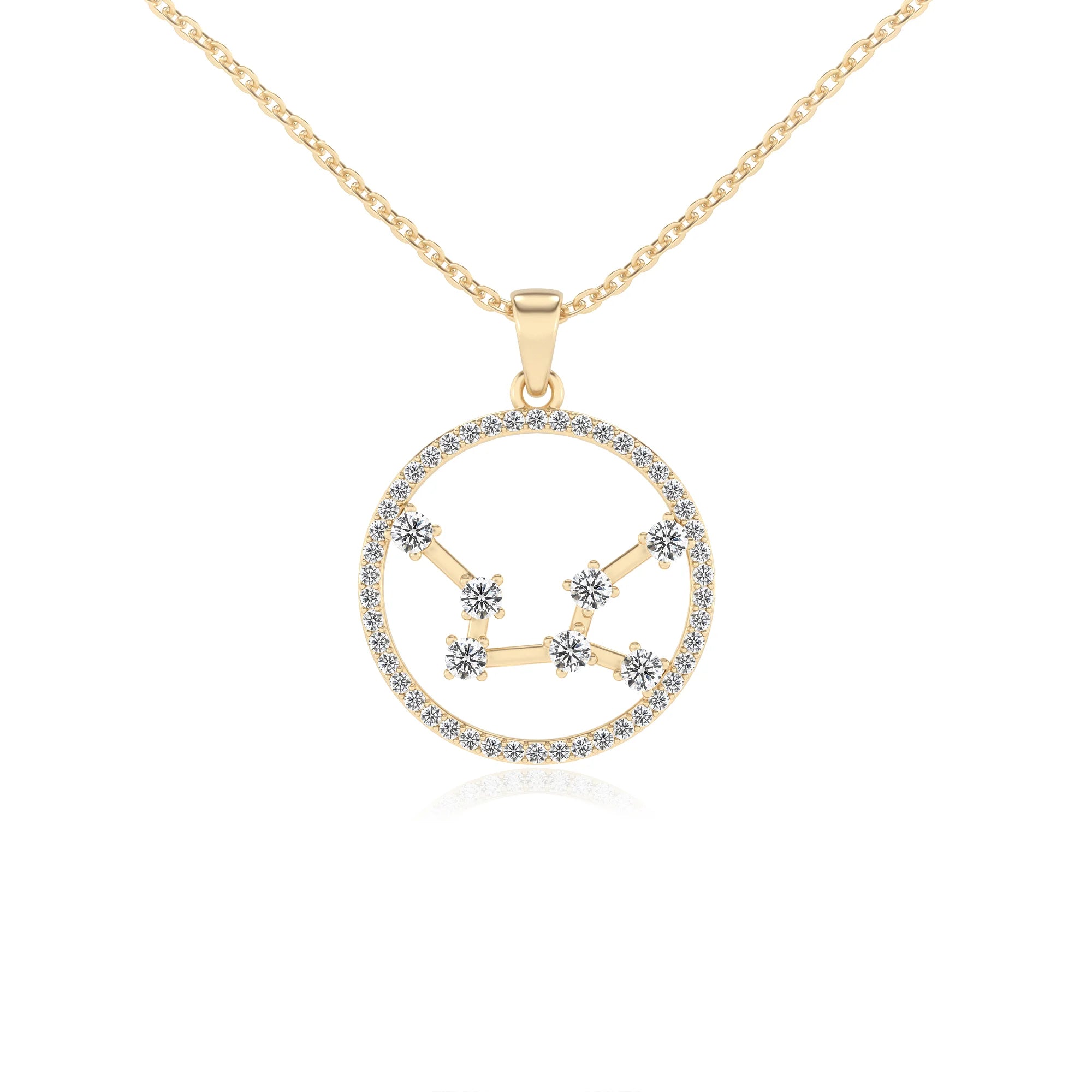 lab grown moissanite round necklaces in yellow gold
