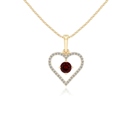natural garnet round infinity necklaces in yellow gold