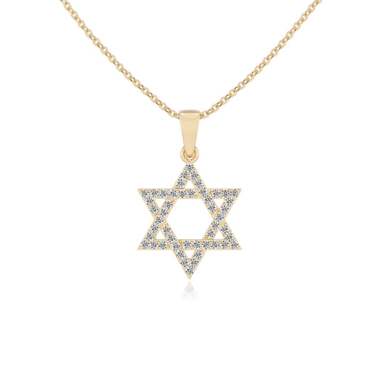 lab grown moissanite round necklaces in yellow gold