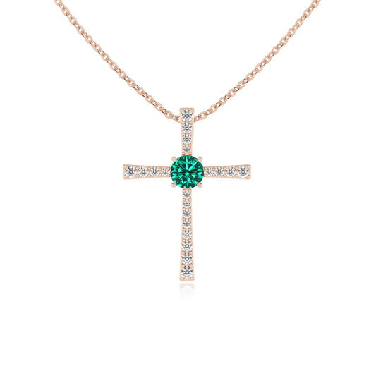 lab grown emerald round infinity necklaces in rose gold
