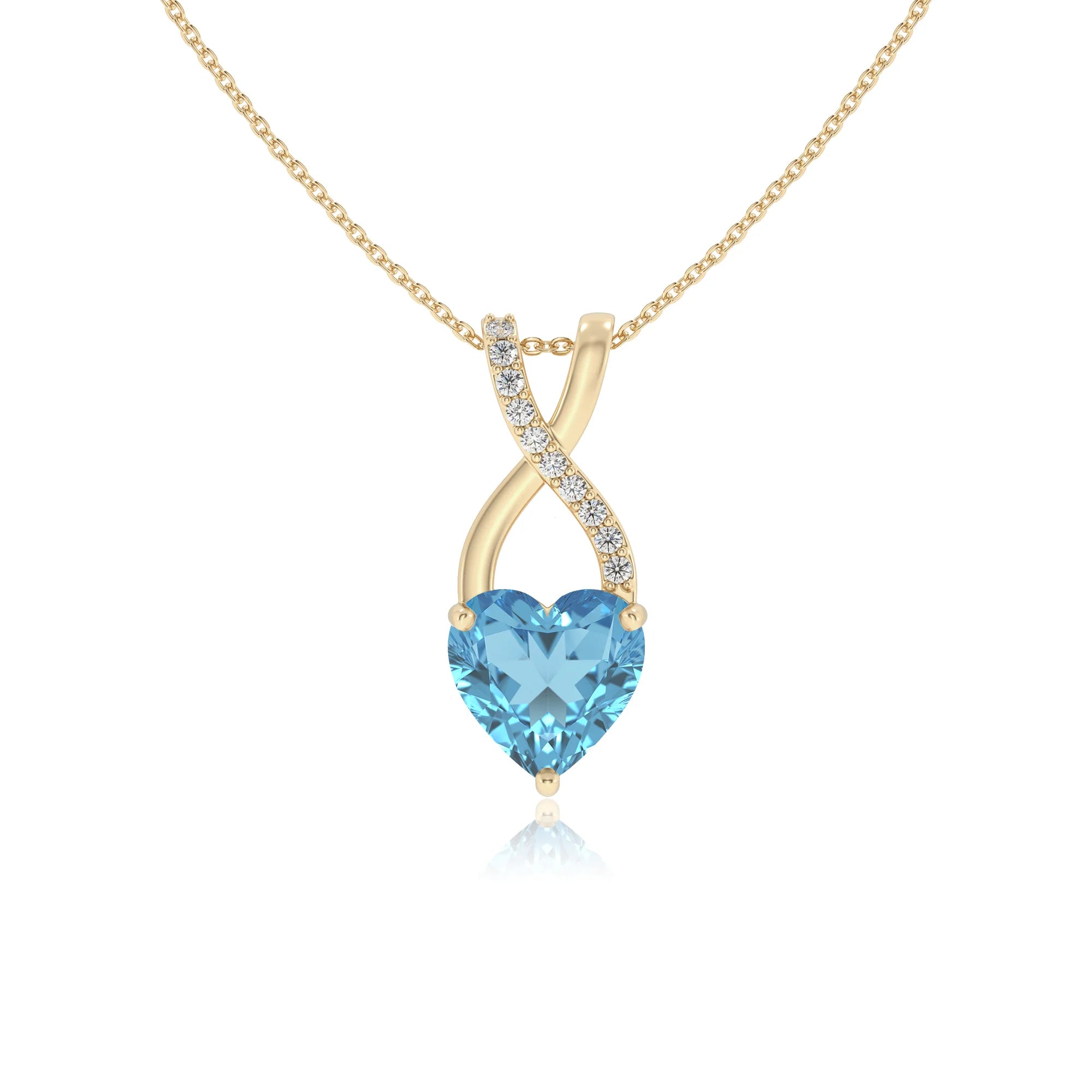 natural swiss-blue-topaz heart solitaire necklaces in yellow gold