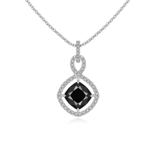 natural black-onyx cushion infinity necklaces in white gold