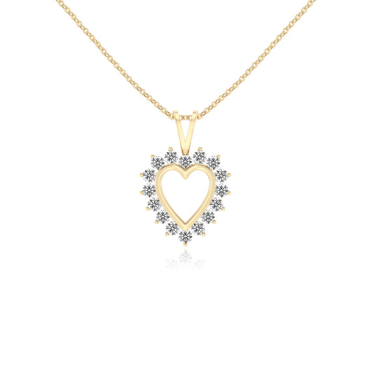 lab grown moissanite round v-bale necklaces in yellow gold