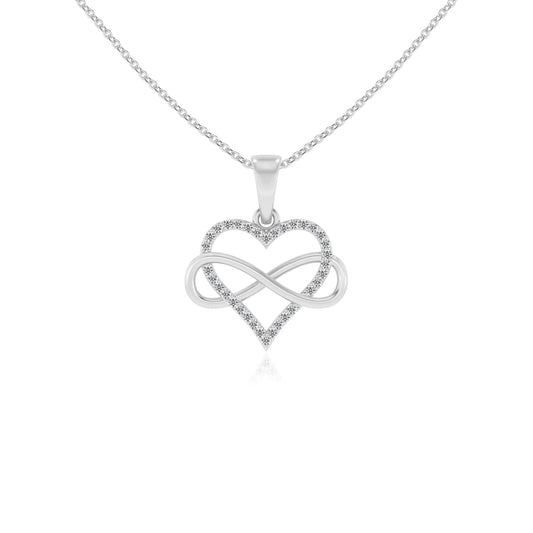 lab grown moissanite round infinity necklaces in platinum