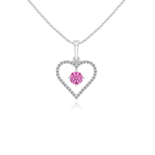 lab grown pink-sapphire round infinity necklaces in platinum