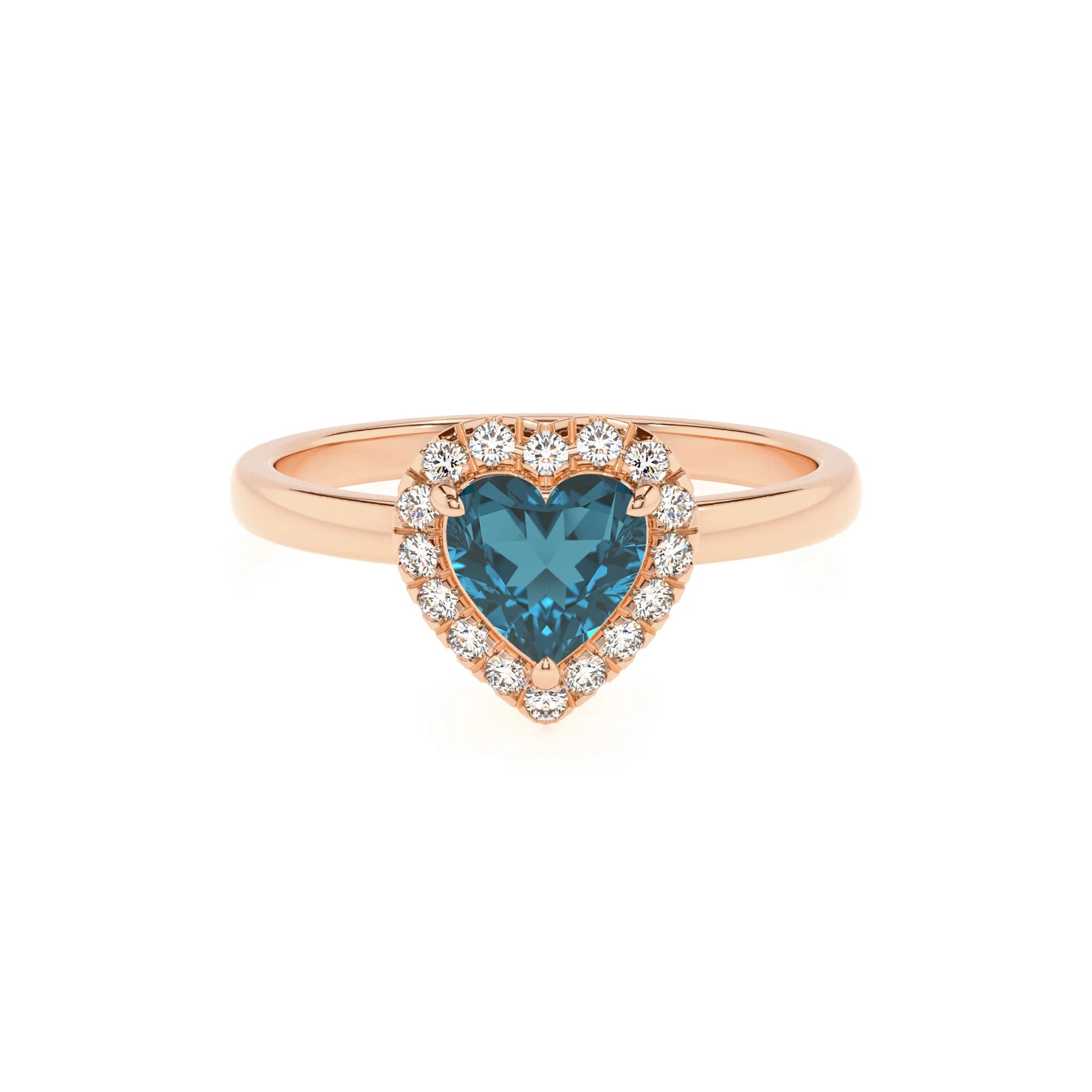 natural london-blue-topaz heart solitaire rings in rose gold