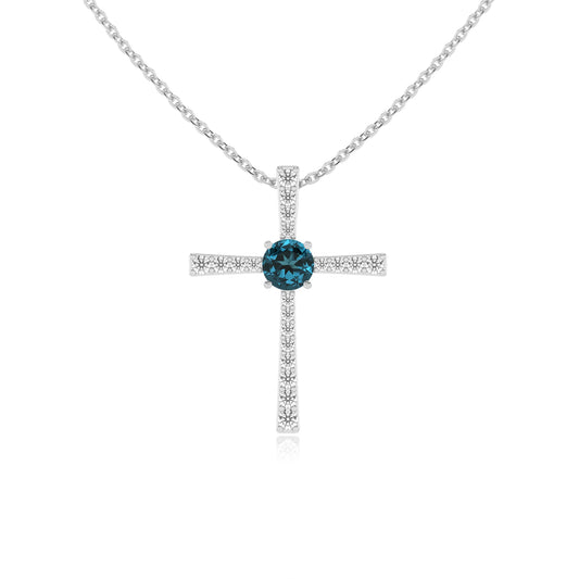 natural london-blue-topaz round infinity necklaces in white gold