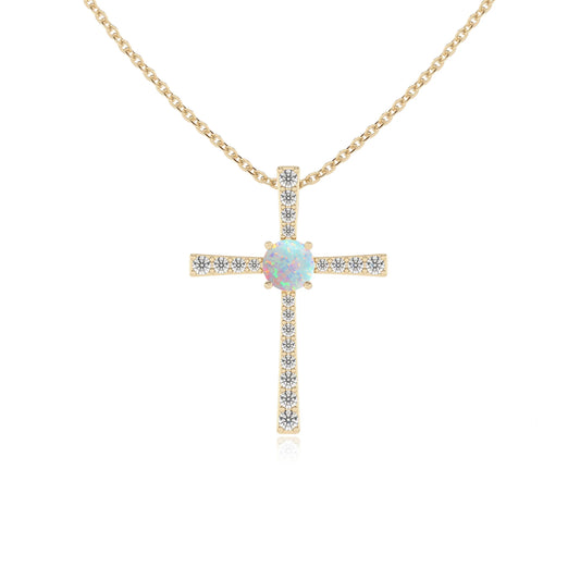 lab grown opal round infinity necklaces in yellow gold