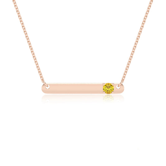 lab grown yellow-sapphire round bar v-bale necklaces in rose gold