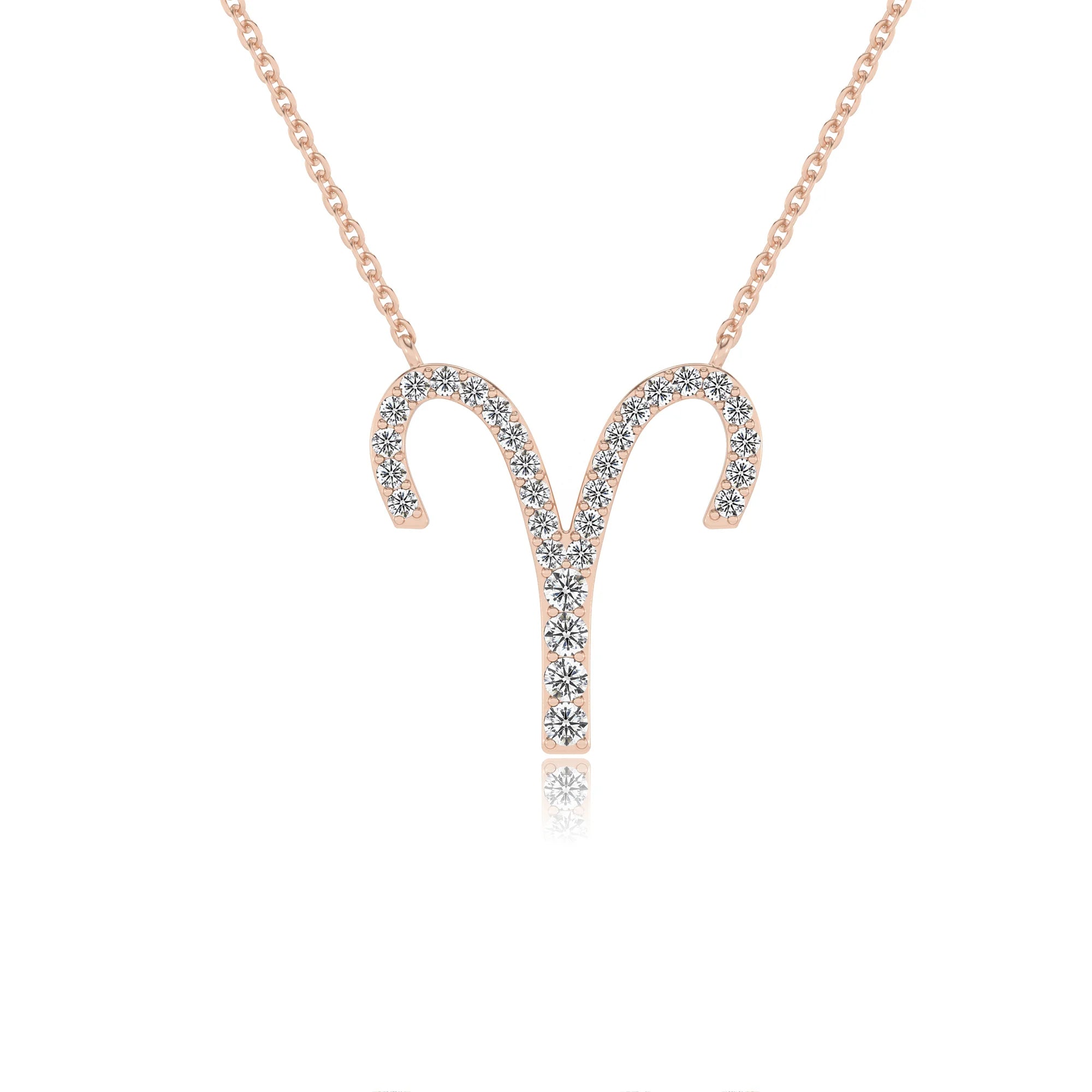 lab grown diamond round necklaces in rose gold