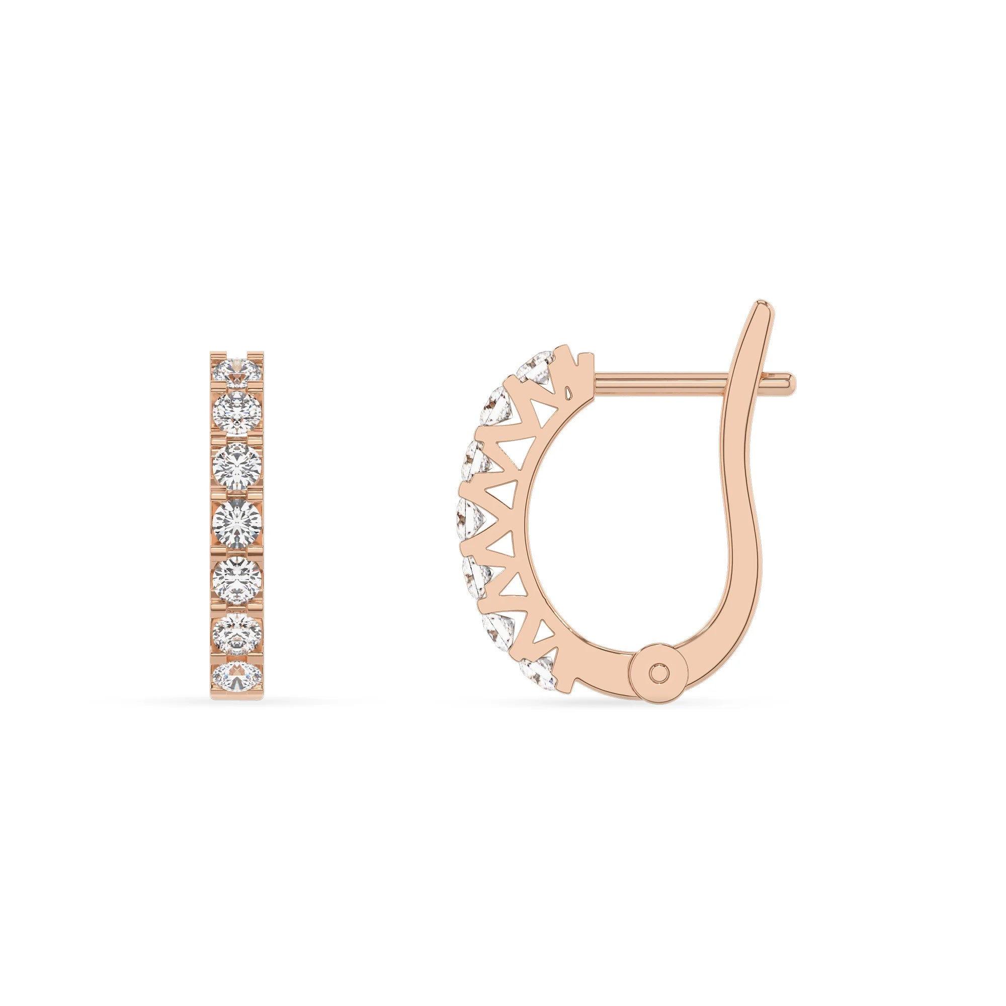 lab grown diamond round hoop earrings in rose gold