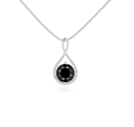 natural black-onyx round solitaire necklaces in white gold