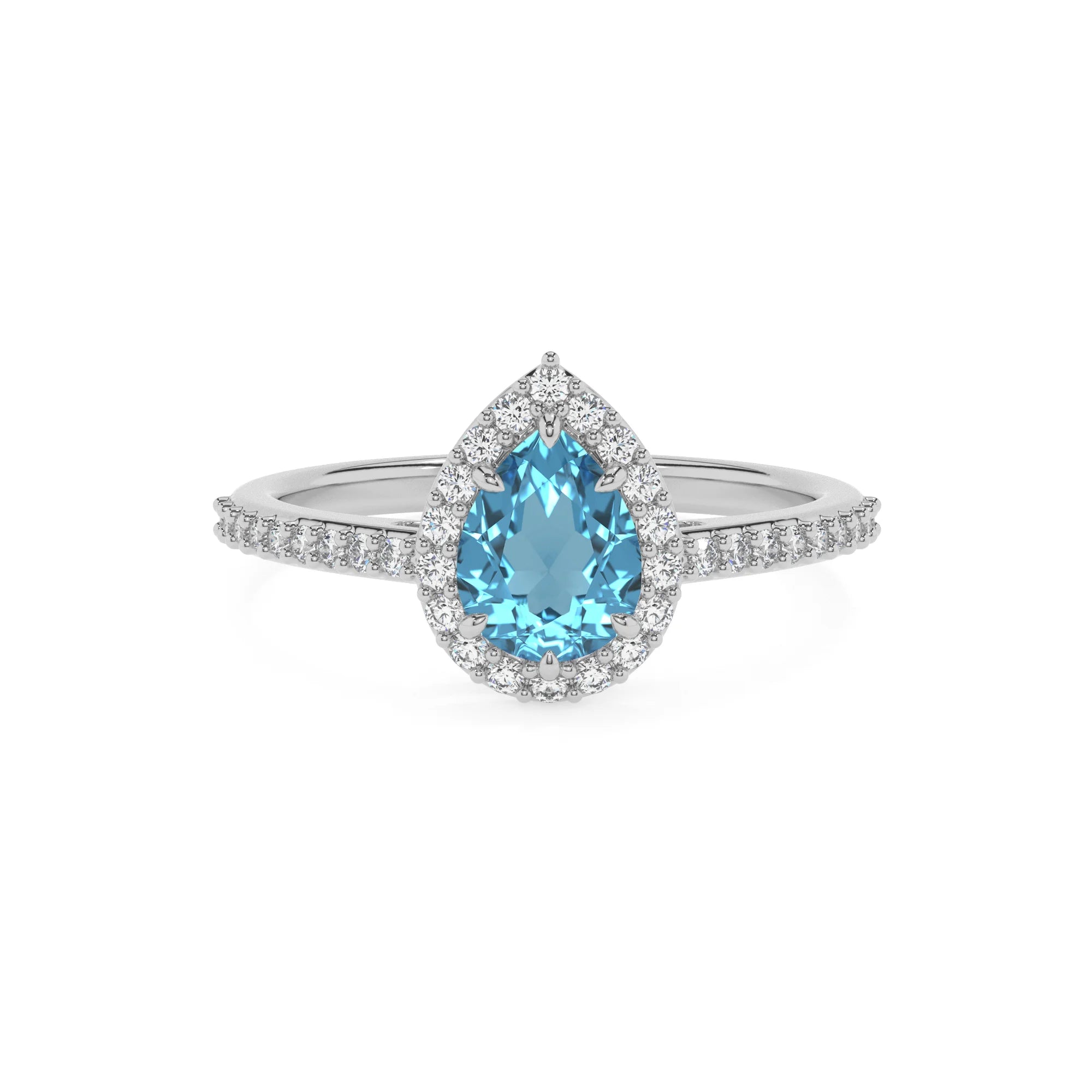 natural swiss-blue-topaz pear solitaire rings in white gold