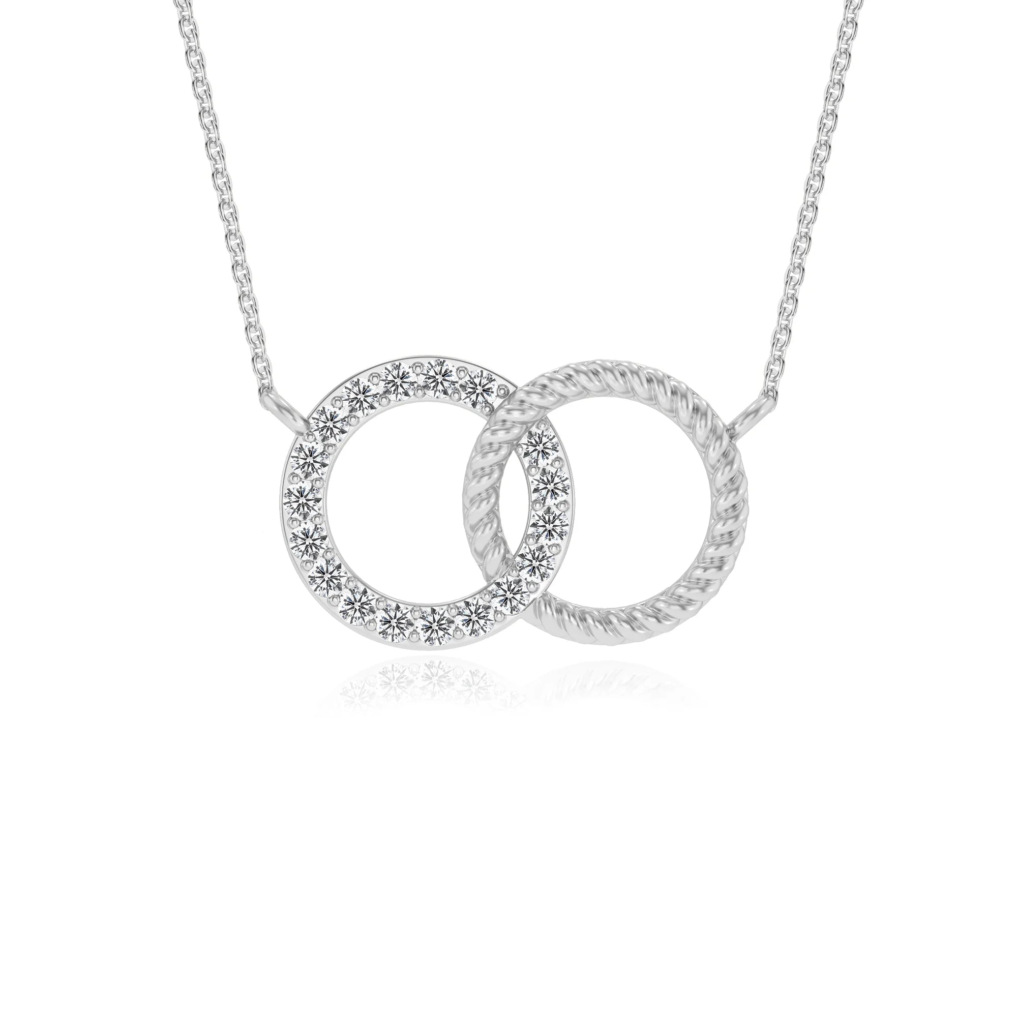 lab grown diamond round v-bale necklaces in sterling silver