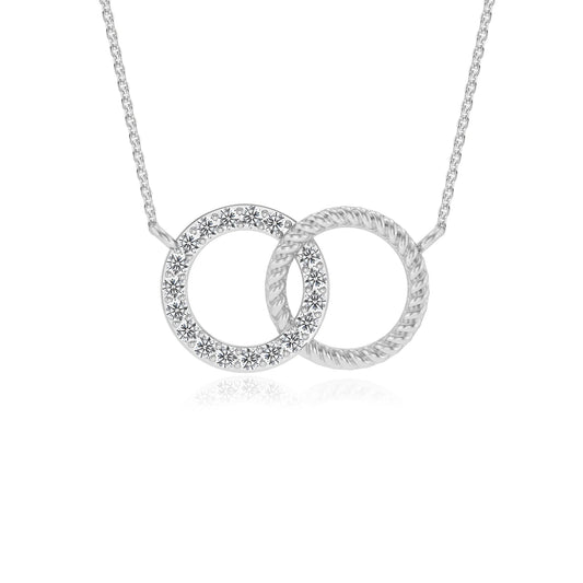 lab grown diamond round v-bale necklaces in sterling silver