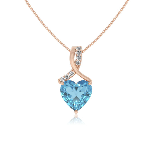 natural swiss-blue-topaz heart solitaire necklaces in rose gold