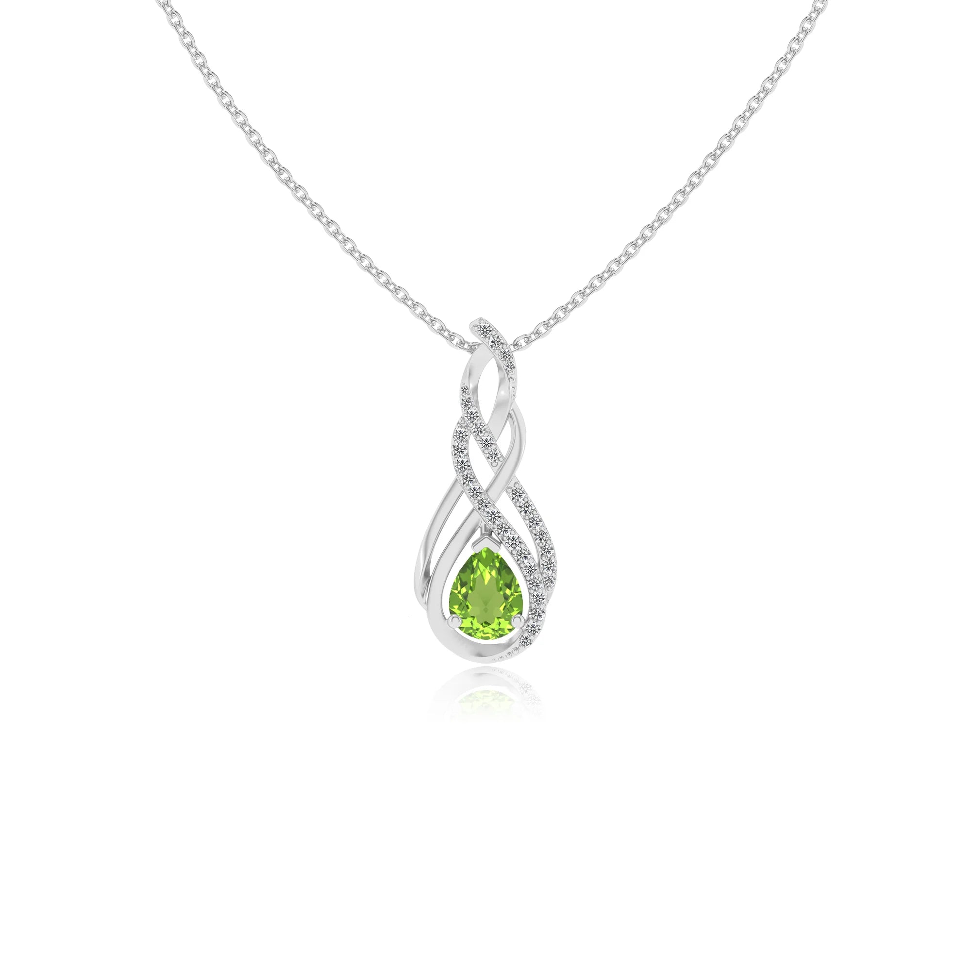 natural peridot pear solitaire necklaces in sterling silver