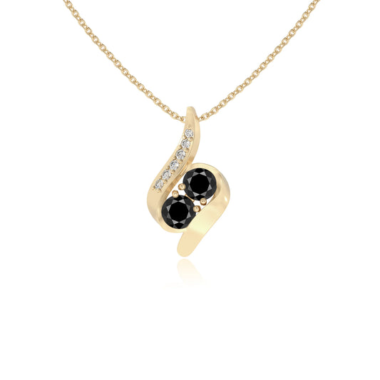 natural black-onyx round solitaire v-bale necklaces in yellow gold