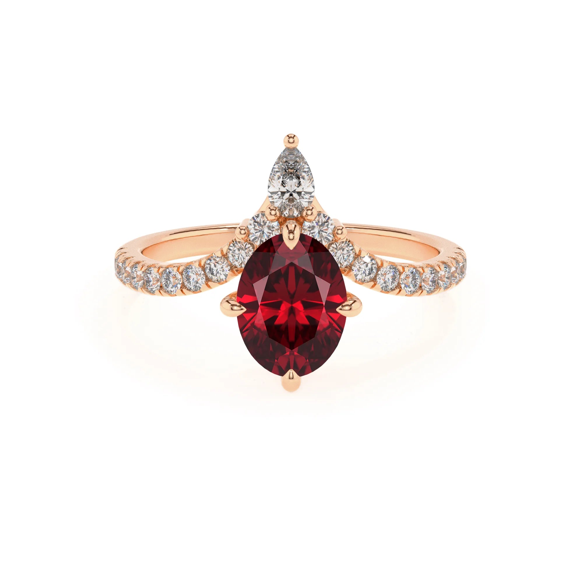 lab grown ruby oval solitaire rings in rose gold