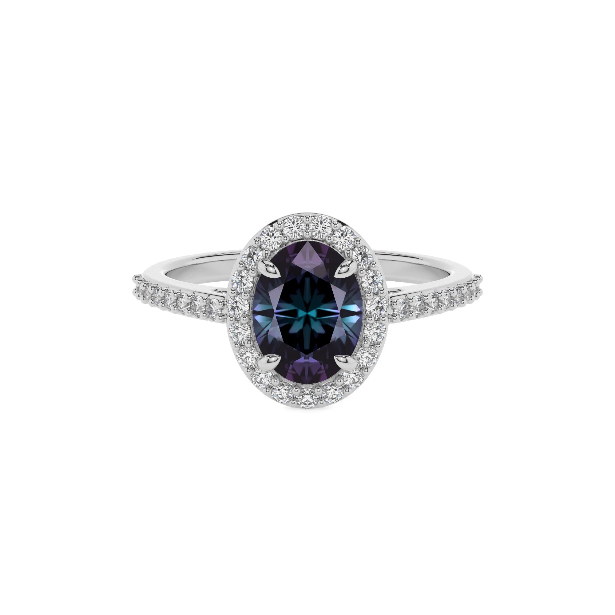 lab grown alexandrite oval solitaire rings in platinum