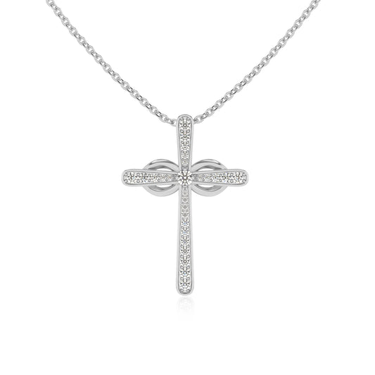 lab grown moissanite round infinity necklaces in sterling silver