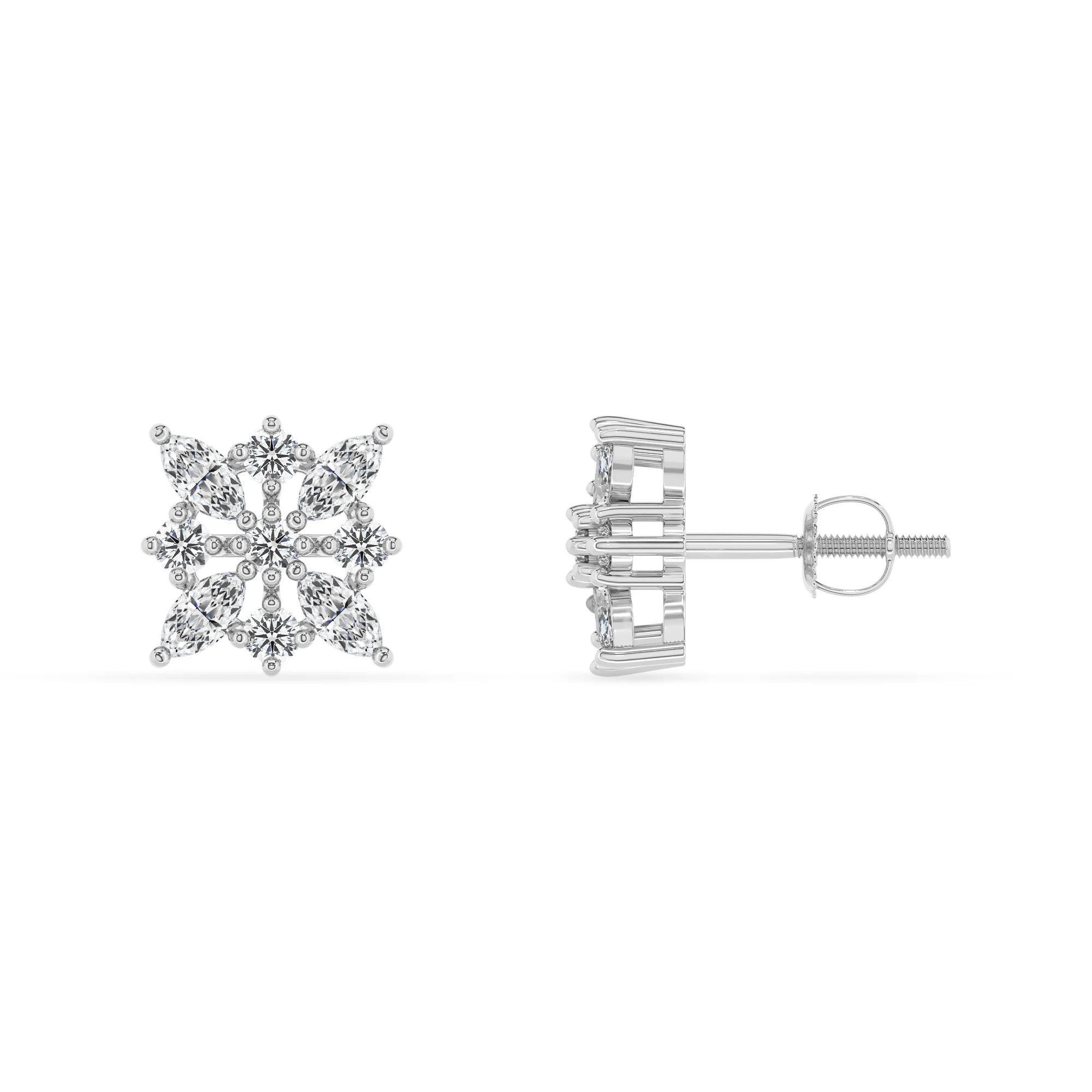 lab grown diamond marquise stud earrings in sterling silver