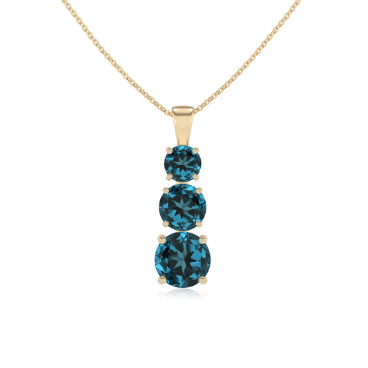 natural london-blue-topaz round bar v-bale necklaces in yellow gold