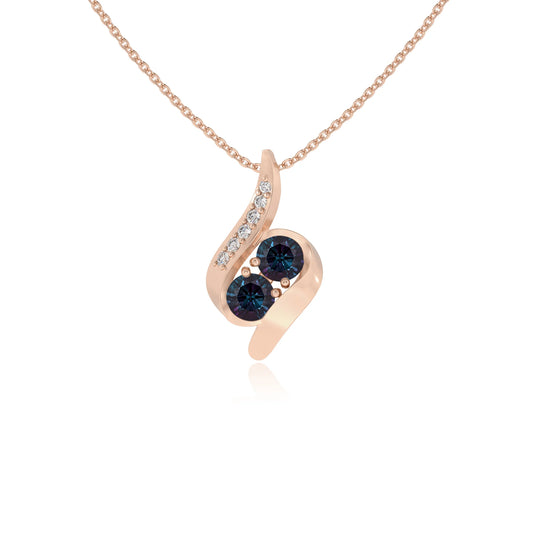 lab grown alexandrite round solitaire v-bale necklaces in rose gold