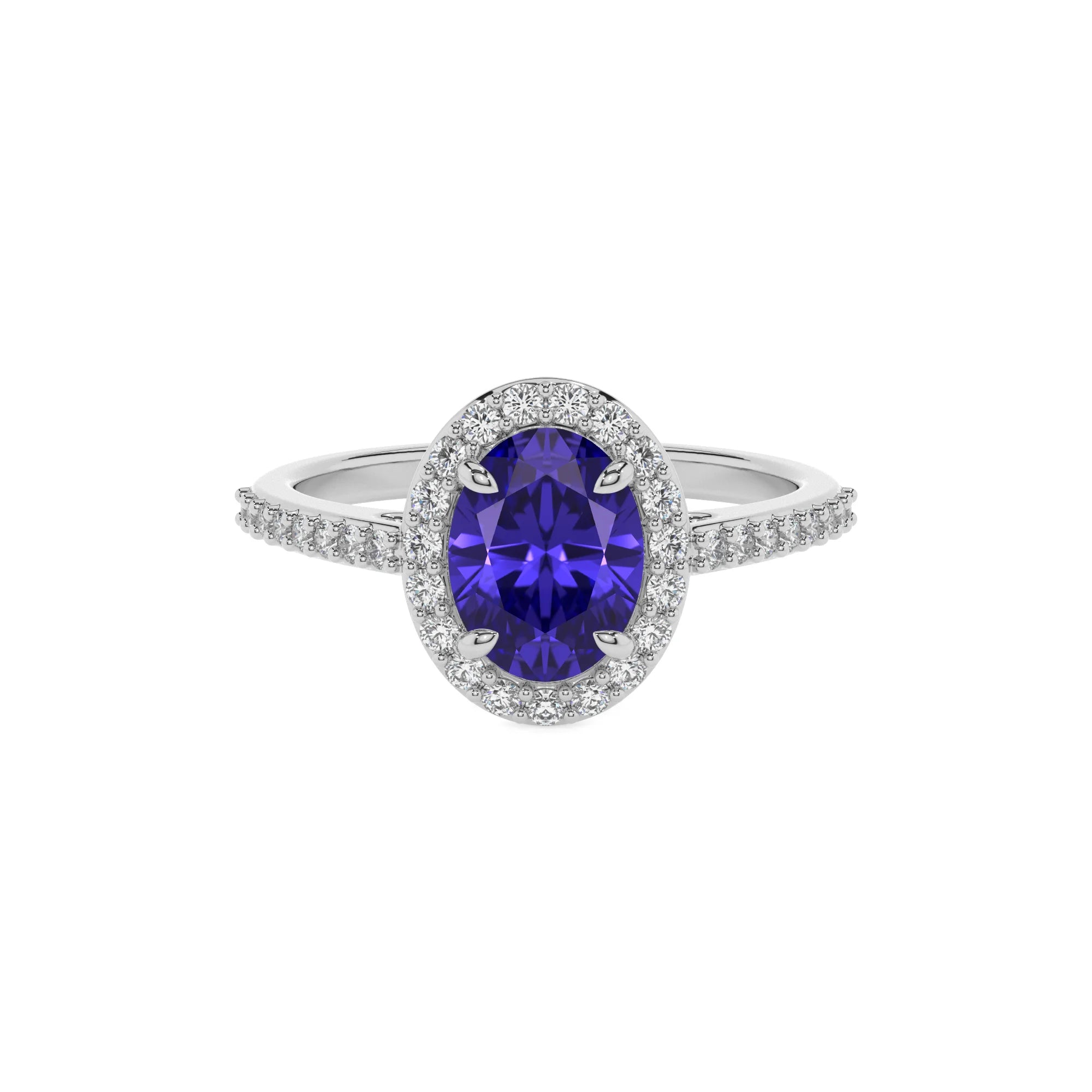 lab grown tanzanite oval solitaire rings in platinum