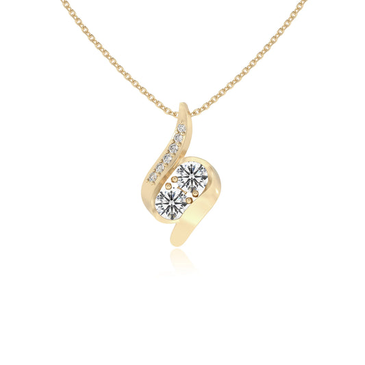 lab grown moissanite round solitaire v-bale necklaces in yellow gold