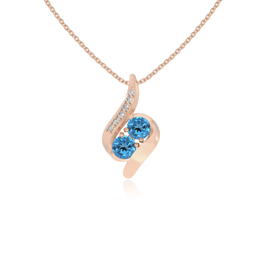 natural swiss-blue-topaz round solitaire v-bale necklaces in rose gold