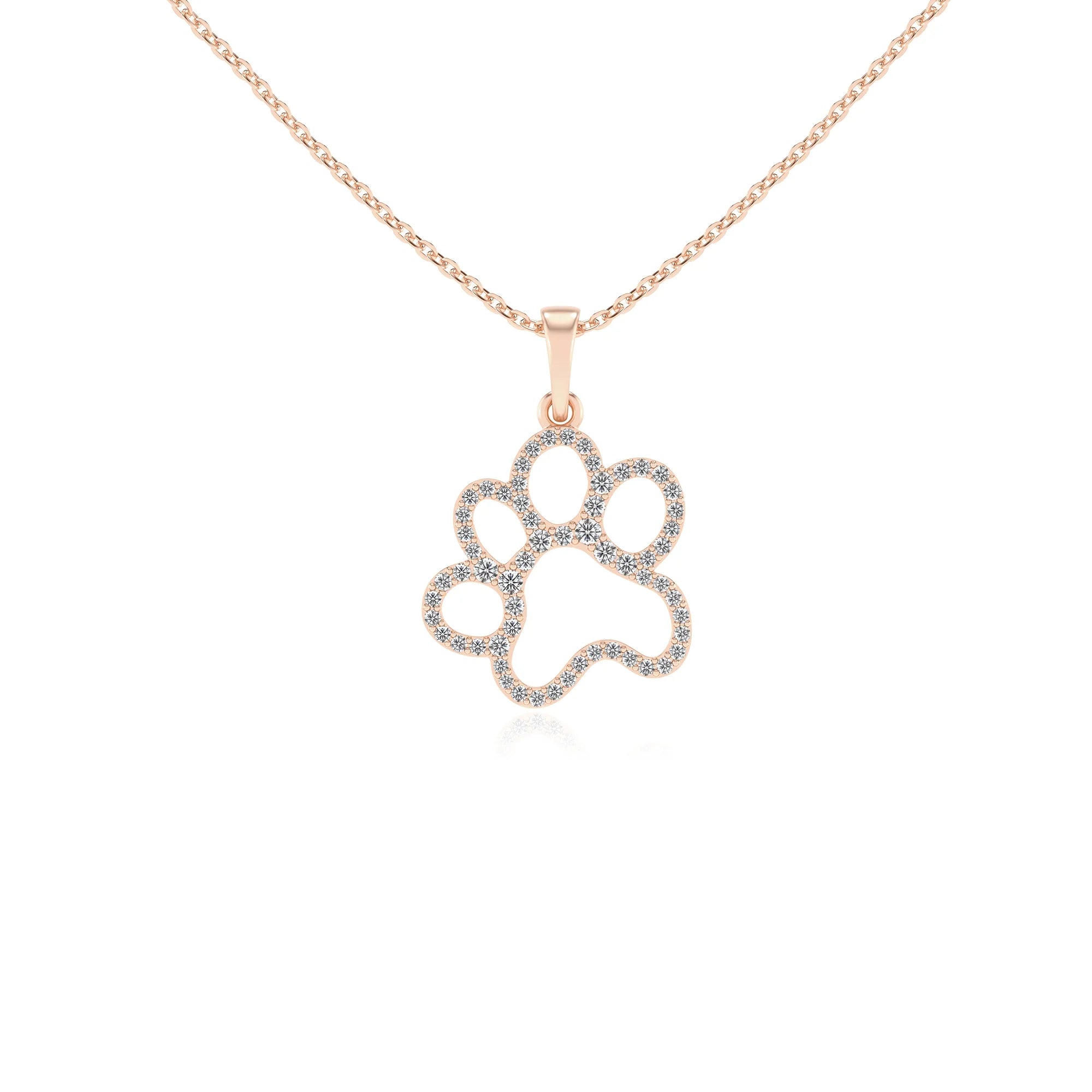 lab grown diamond round v-bale necklaces in rose gold